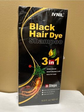 Black Hair Dye Shampoo 3-in-1 - Deep Black Shine